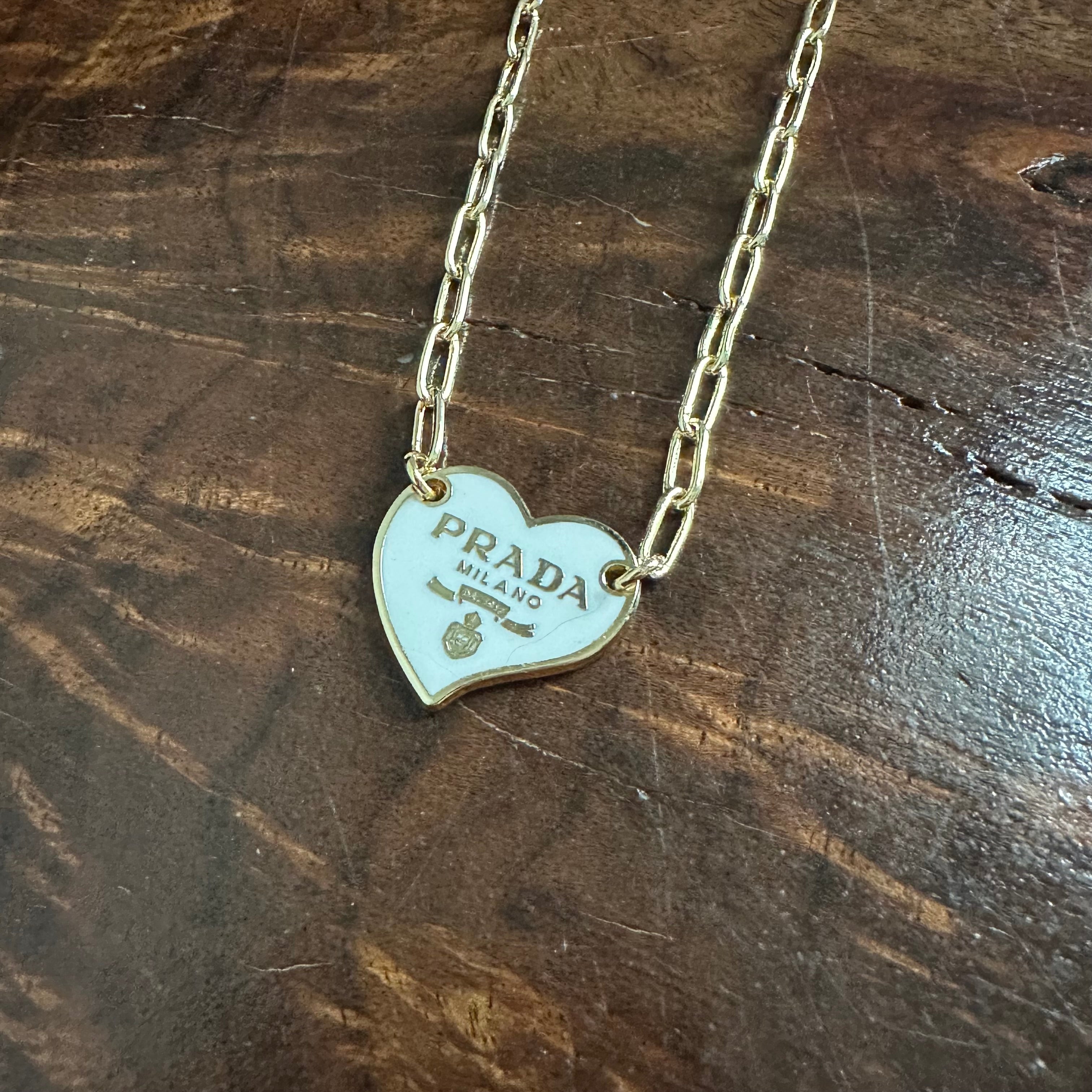 Small Prada Heart Bag Tag Necklace