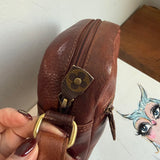 Cognac Leather Messenger Bag with LV Monogram Patch