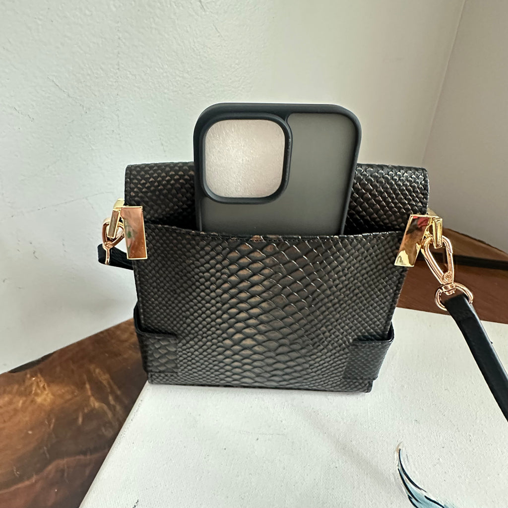 The Junco Crossbody - Vintage YSL in Black Snakeskin