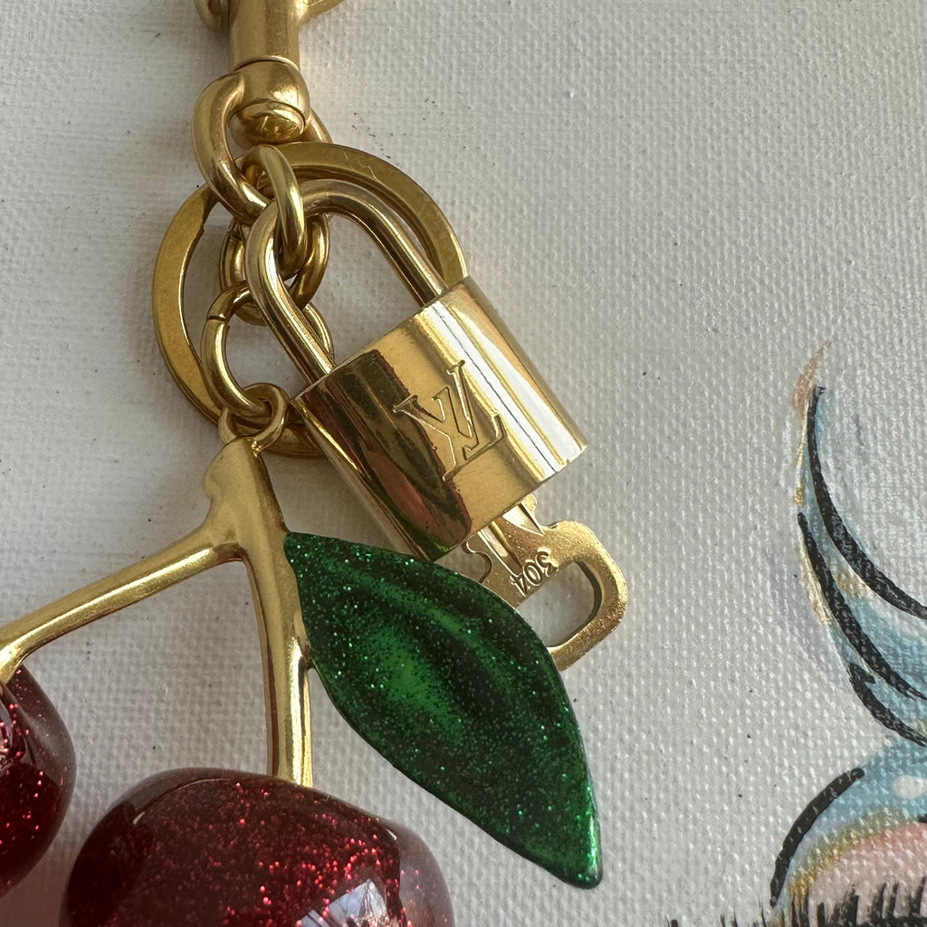 Authentic LV Padlock with Cherries Bag Charm/Keychain