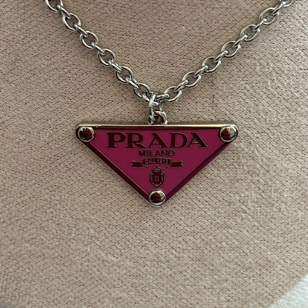 Upcycled Prada Zipper Pull Necklace in Silver