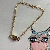 Louis Vuitton LV Lock Charm on Gold-Filled Paperclip Chain