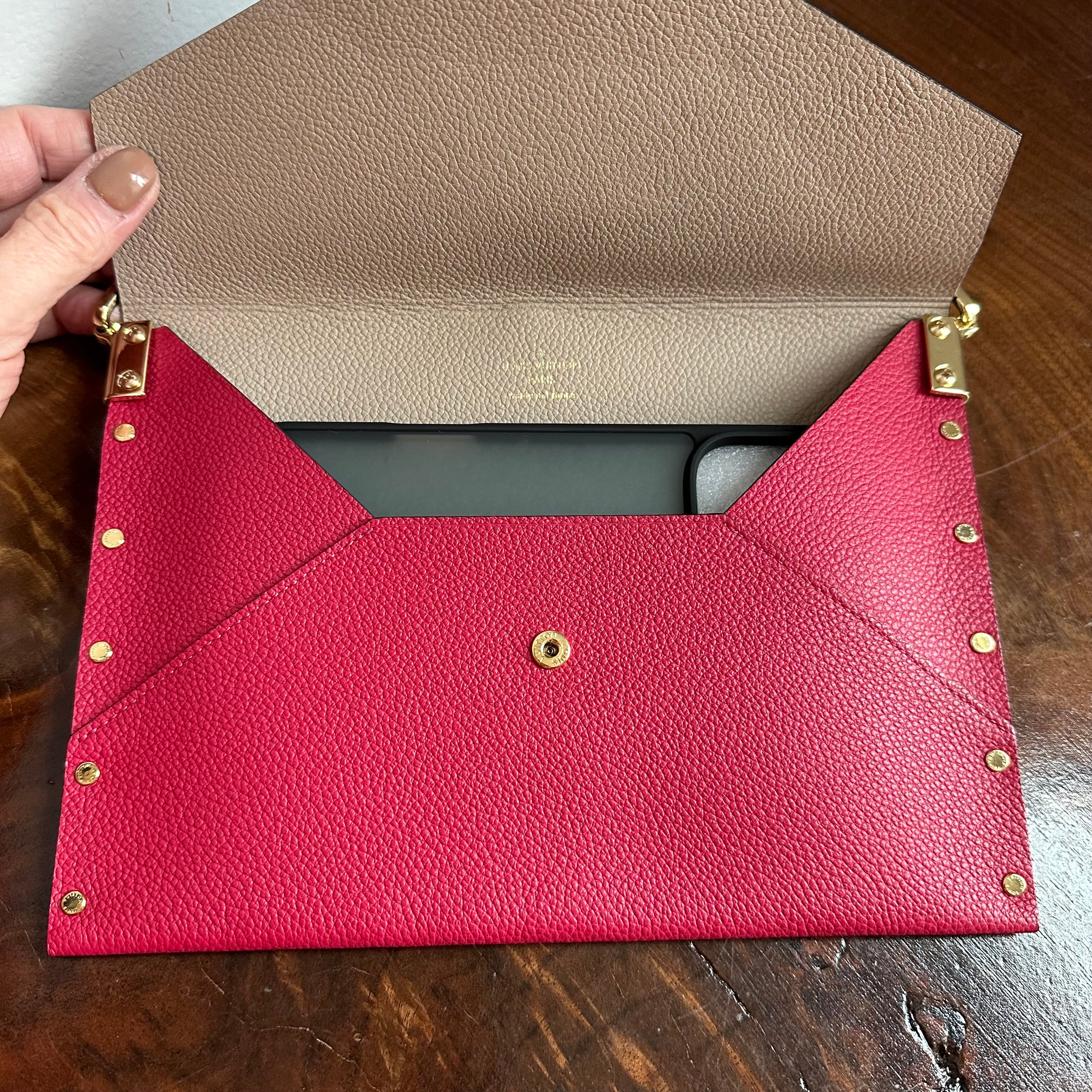 The Pelican Shoulder Bag - Upcycled Louis Vuitton Envelope Bag in Red