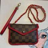 The Falcon Mini Shoulder Bag/Wristlet - Vintage LV Damier in Red