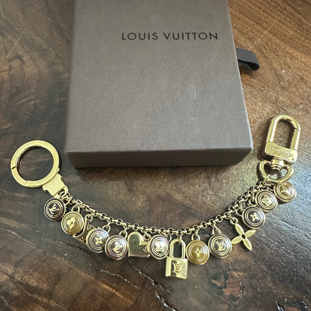 Upcycled LV Pastilles Charm on Tiny Gold-Filled Paperclip Chain
