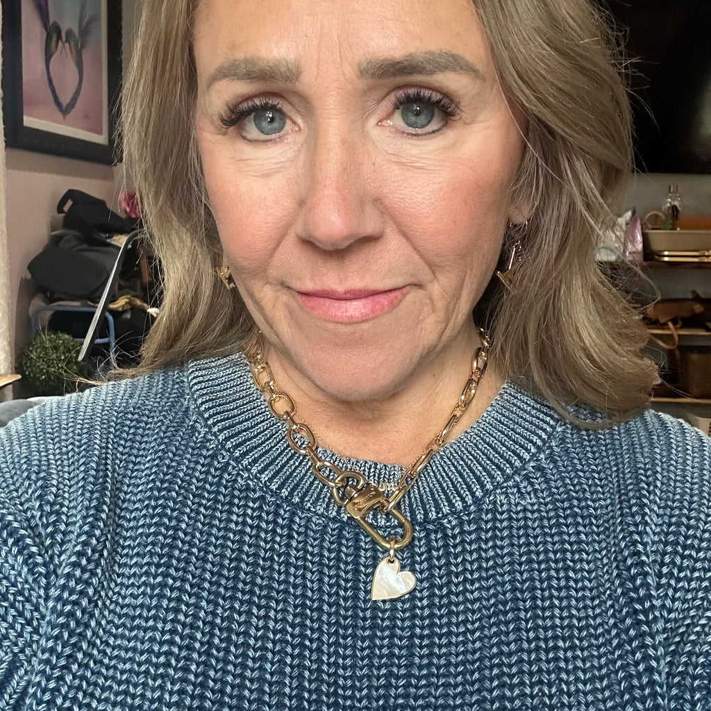 Repurposed LV Keychain Clasp with Pearl Charm Necklace