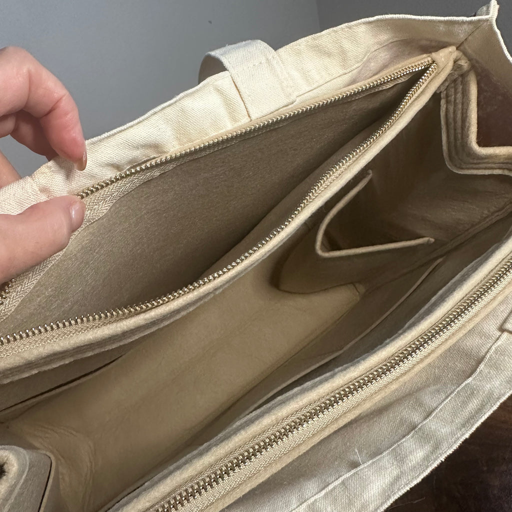 The Tote Bag - Canvas Dior in Cream/Deep Red