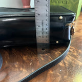The Junco Crossbody/Clutch - Larger Vintage Gucci Bamboo Cosmetic Bag in Black Leather (Vertical)