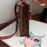 The Swan Crossbody - Vintage LV Monogram in Burgundy