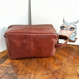 Cognac Leather Toiletry Bag/Dopp Kit - Monogram LV