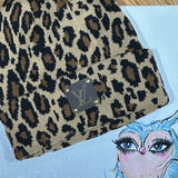 Beige Leopard Pom Beanie Hat