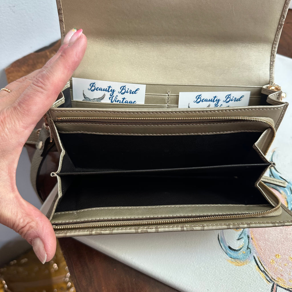 The Junco Wallet/Crossbody - Vintage GG in Gold Leather