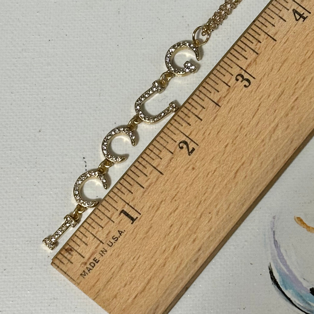 Upcycled Gucci Letters Lariat Necklace