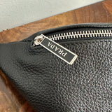 Black Leather Prada Tag Sling/Fanny Pack Bag