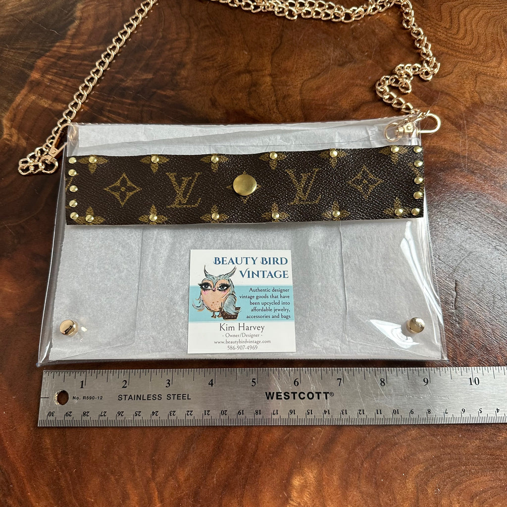Upcycled Monogram LV on Take Me Out to the Ball Game Clear Crossbody Stadium Bag - Larger