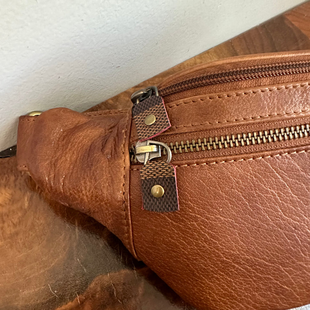 Dark Tan Leather Sling Bag/Fanny Pack/Bumbag - Damier Ebene LV