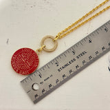 Red LV Trunks & Bags with Blingy Circle Necklace