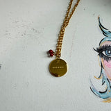 Red Necklace & Earrings Set in Upcycled LV