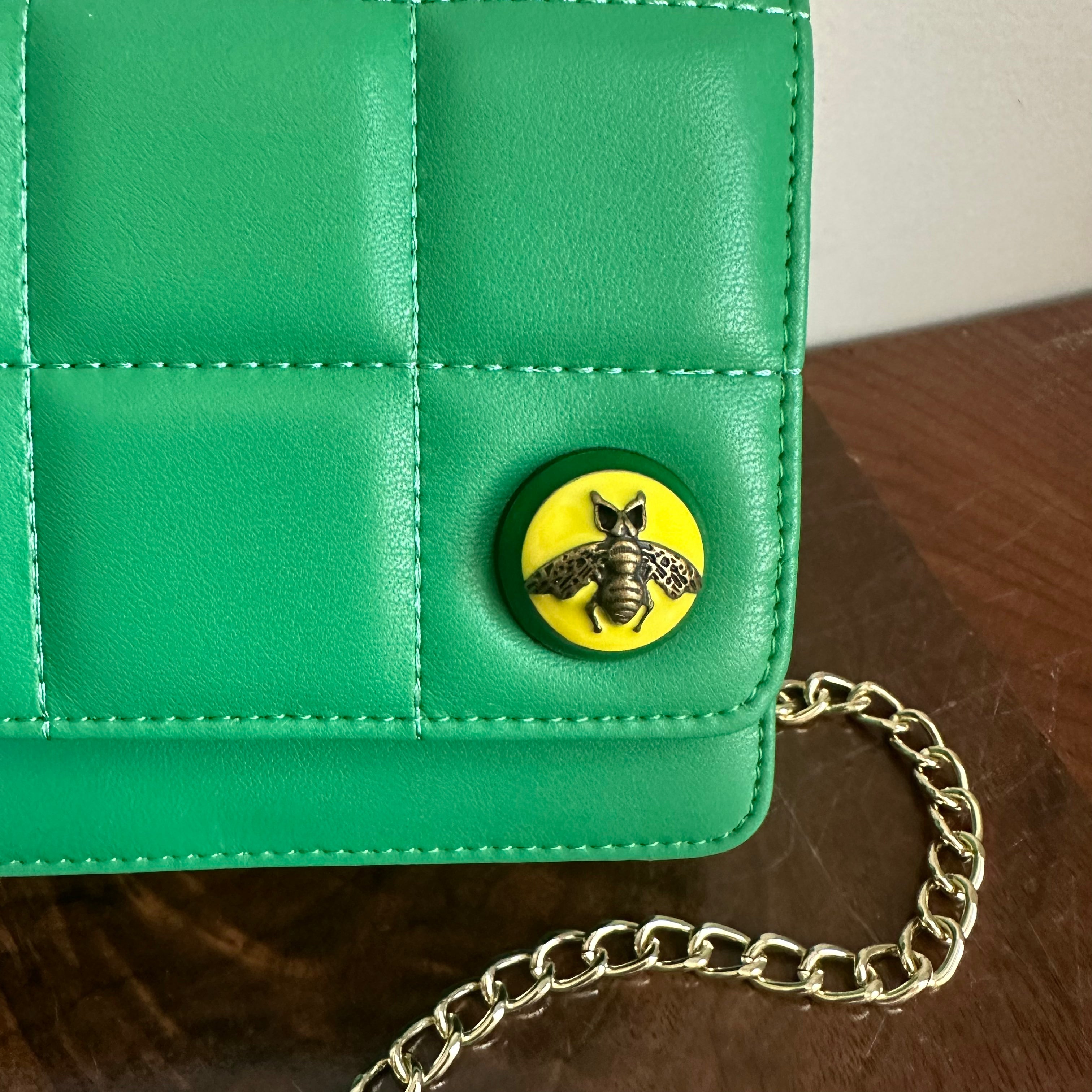 Button Bag - Spring Green Phone Crossbody with Gucci Bee Button