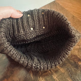 Chocolate Brown Beanie with Upcycled LV Patch (No Pom)