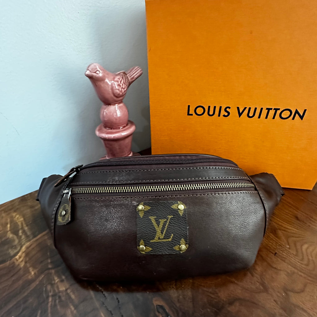Dark Brown Leather Sling Bag/Fanny Pack/Bumbag - Monogram LV