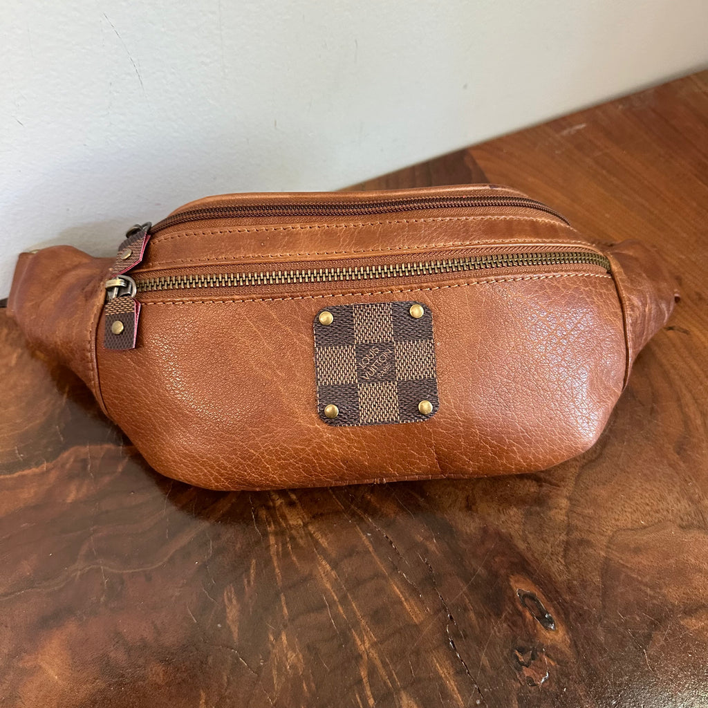 Dark Tan Leather Sling Bag/Fanny Pack/Bumbag - Damier Ebene LV
