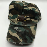 Camo Distressed Hat with LV Patch