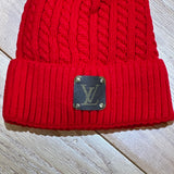 Red Pom-Pom Beanie Hat - LV