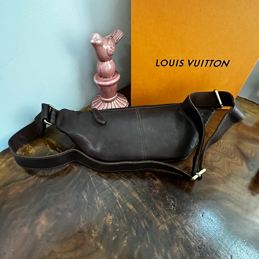 Dark Brown Leather Sling Bag/Fanny Pack/Bumbag - Monogram LV