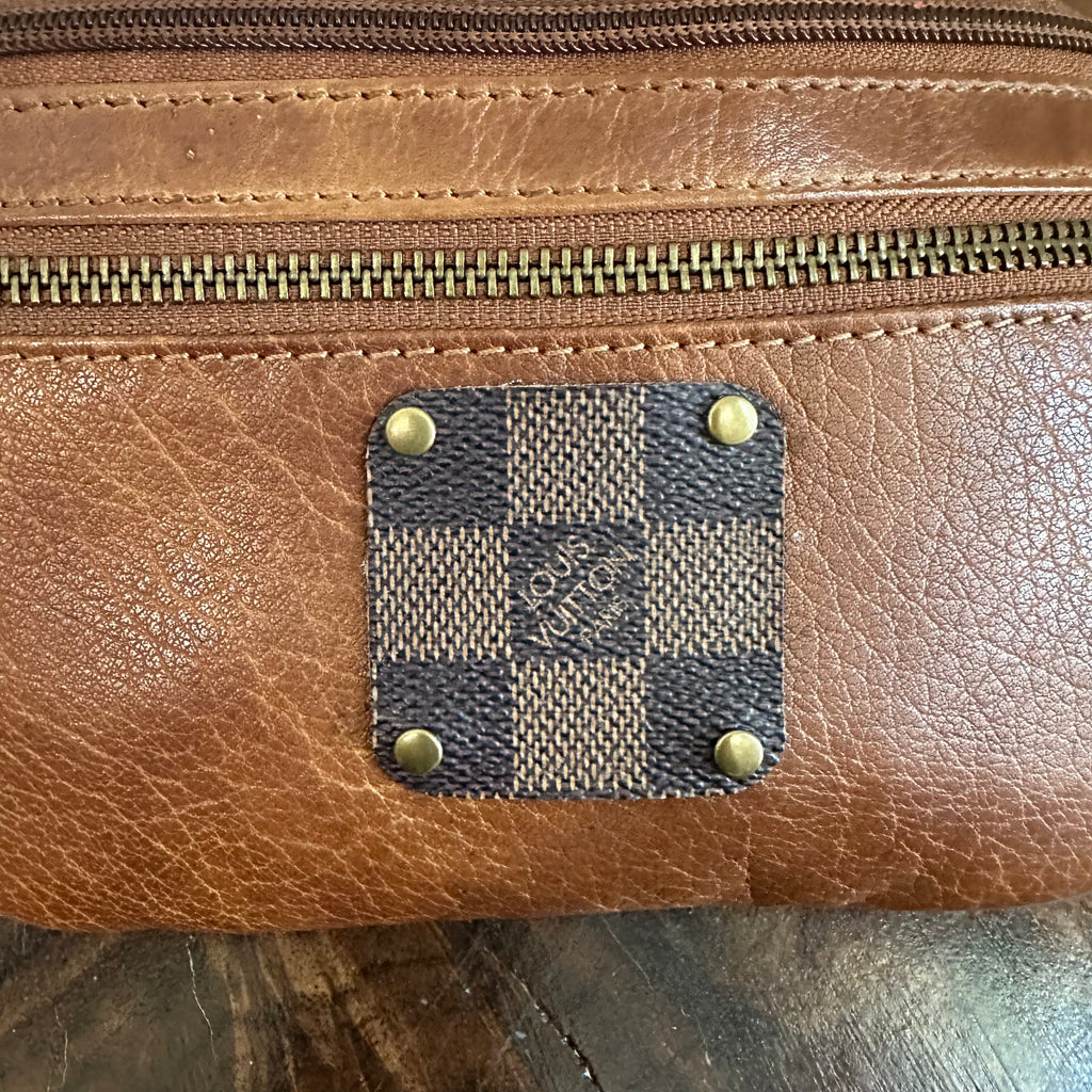 Dark Tan Leather Sling Bag/Fanny Pack/Bumbag - Damier Ebene LV