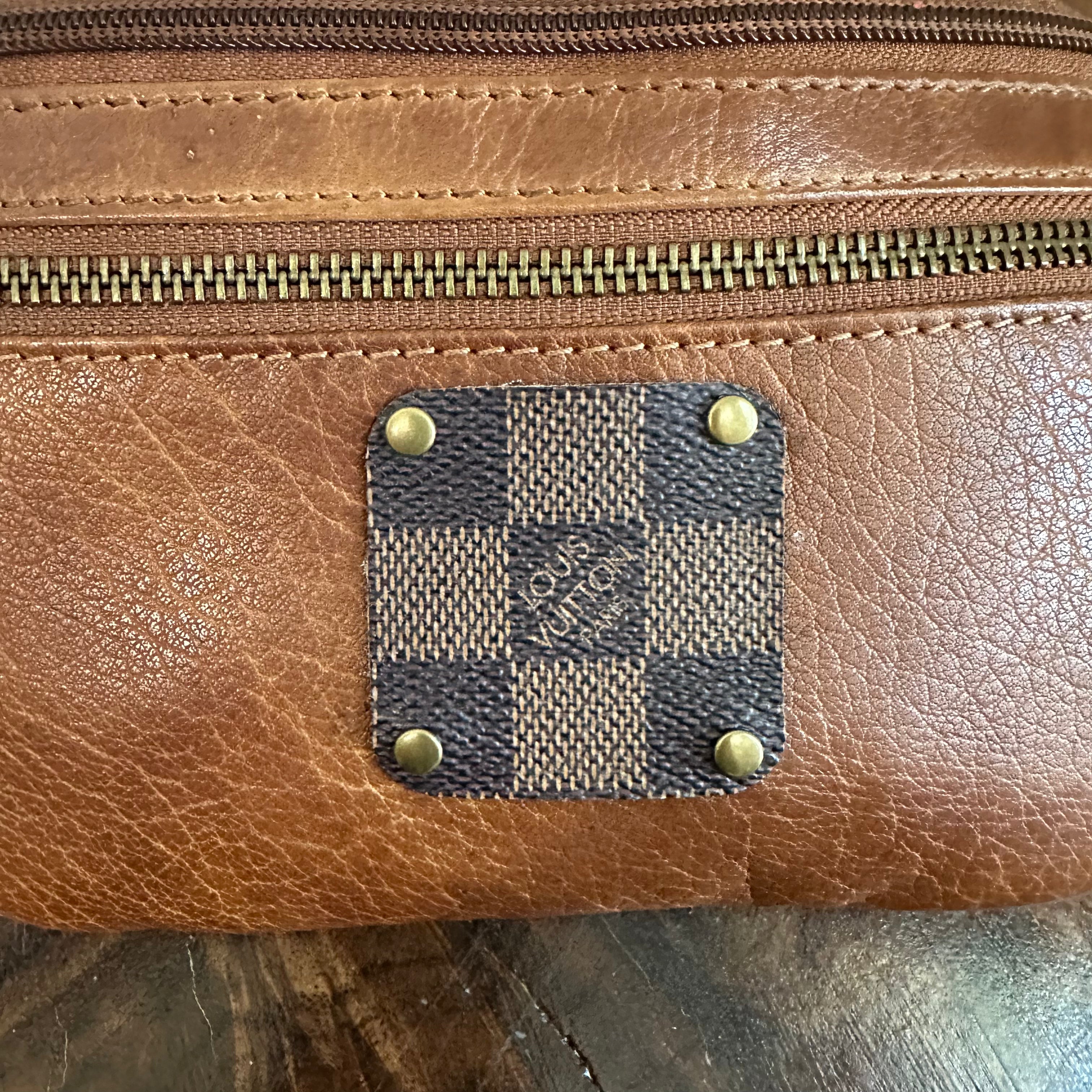 Dark Tan Leather Sling Bag/Fanny Pack/Bumbag - Damier Ebene LV