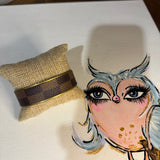 Gold-toned Adjustable Bracelet Cuff in Damier Print