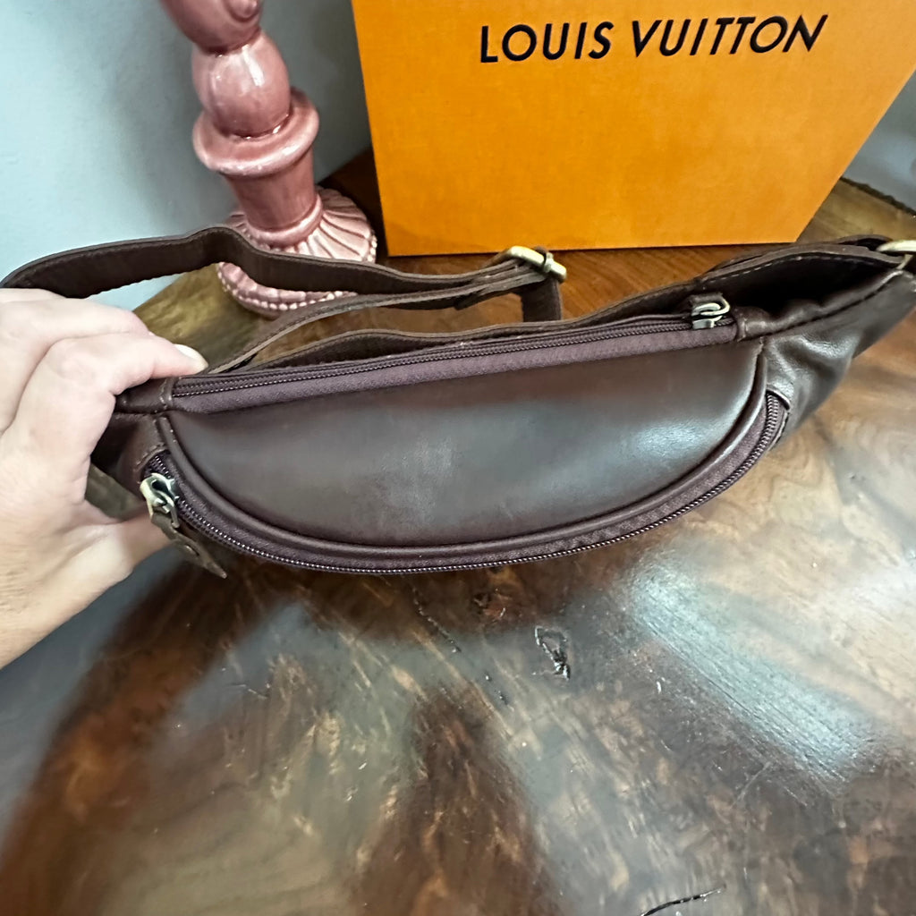 Dark Brown Leather Sling Bag/Fanny Pack/Bumbag - Monogram LV