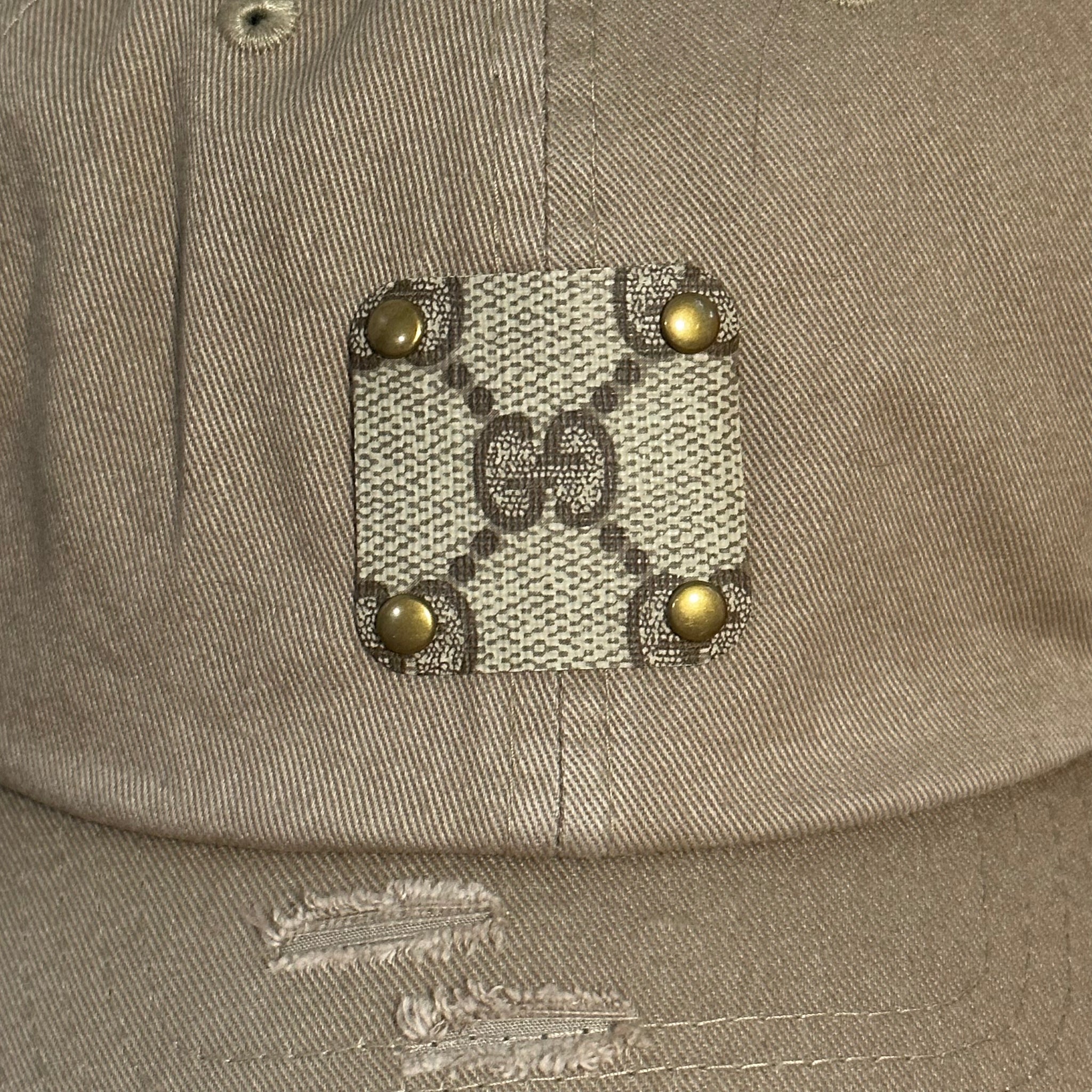 Upcycled Brown GG Patch on Distressed Tan Hat – Beauty Bird  display picture 2