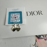 Pink Heart Dior Zipper Pull Earrings - Silver