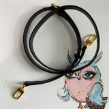 Black Leather Crossbody Strap - 0.7 inch wide