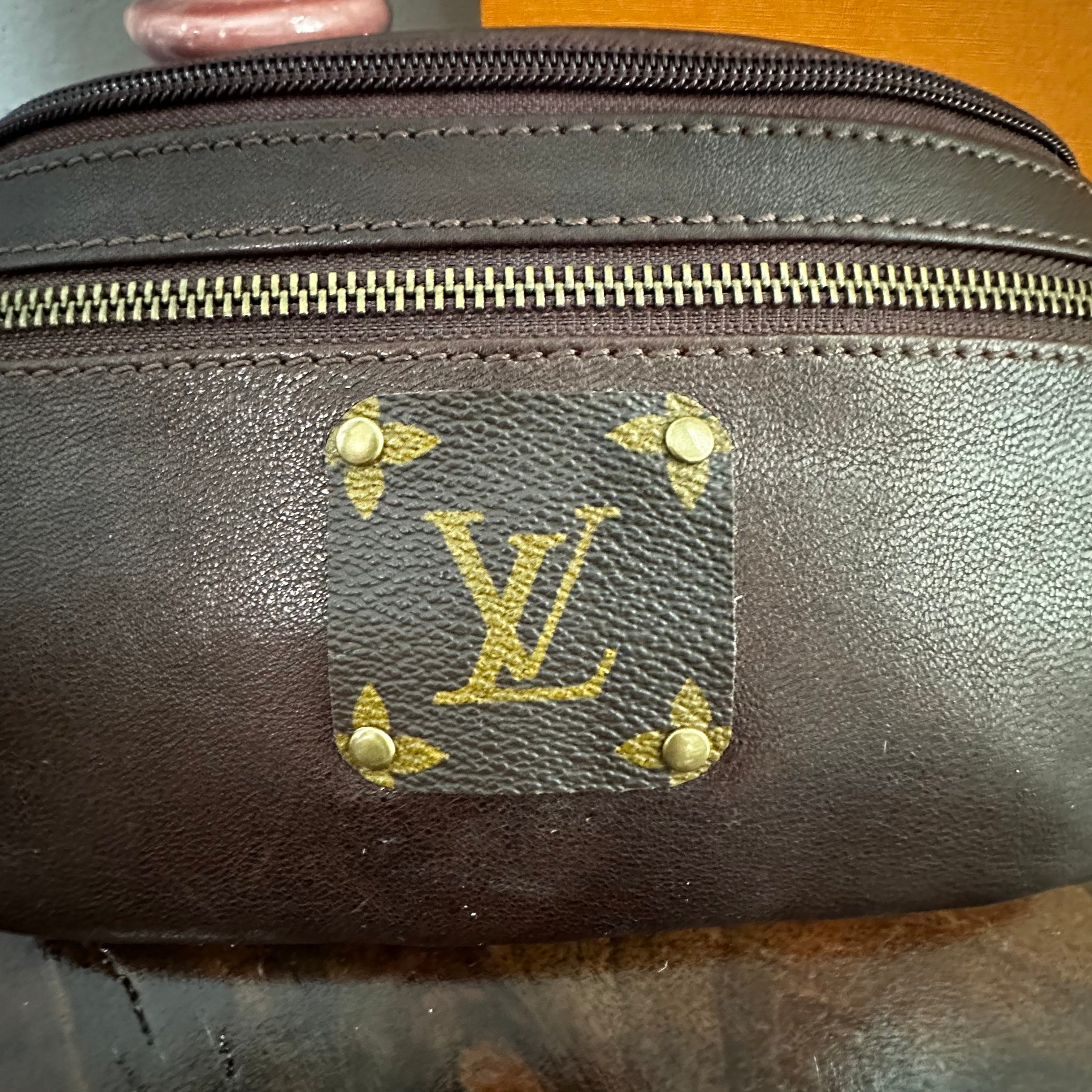 Dark Brown Leather Sling Bag/Fanny Pack/Bumbag - Monogram LV
