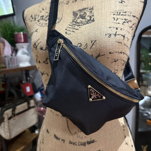 Black Nylon Prada Tag Sling/Fanny Bag
