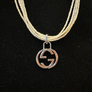 GG Pendant on Multi-Strand Freshwater Pearl Necklace
