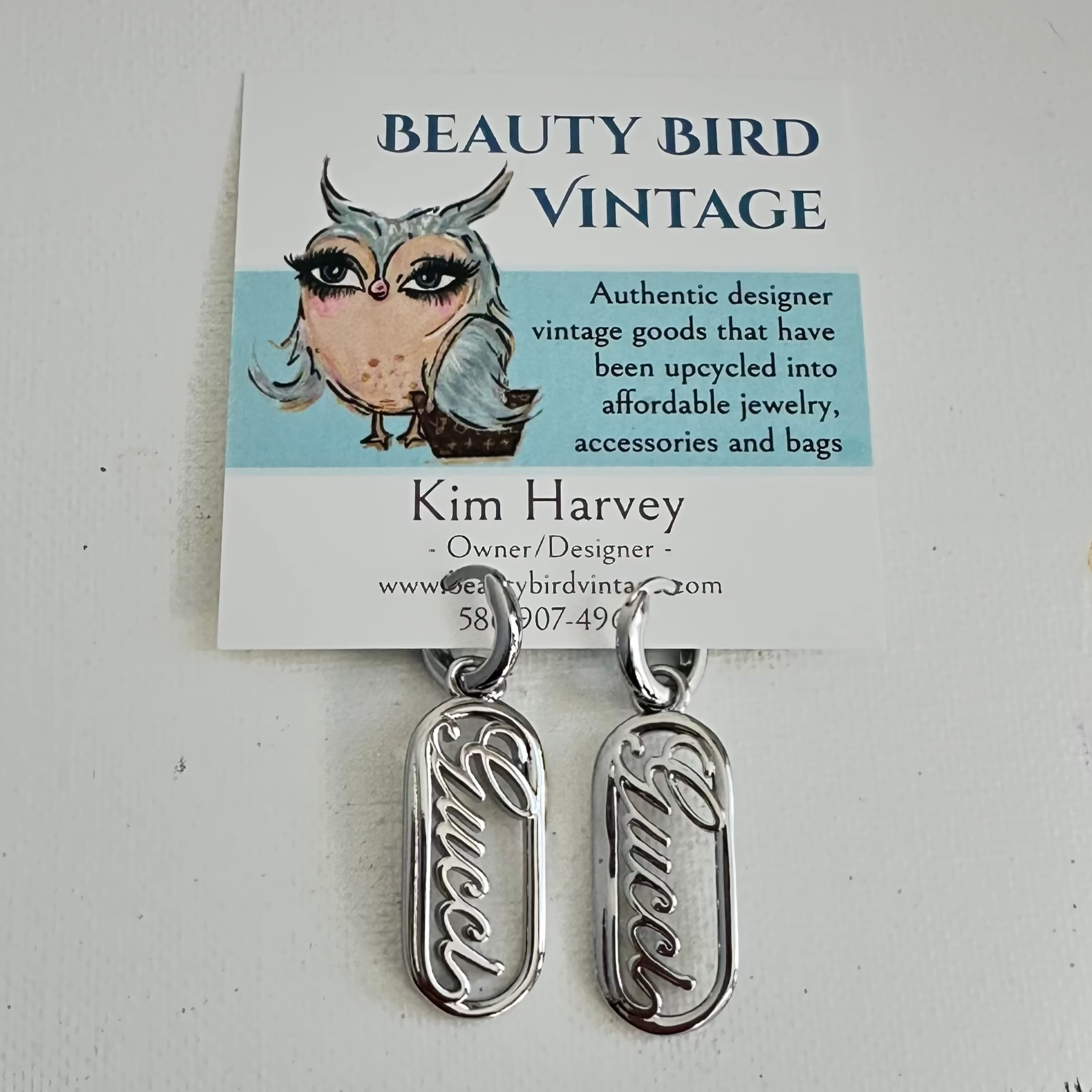 Upcycled Silver Gucci Zipper Pull Earrings