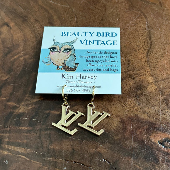 Upcycled LV Bag Charm Earrings