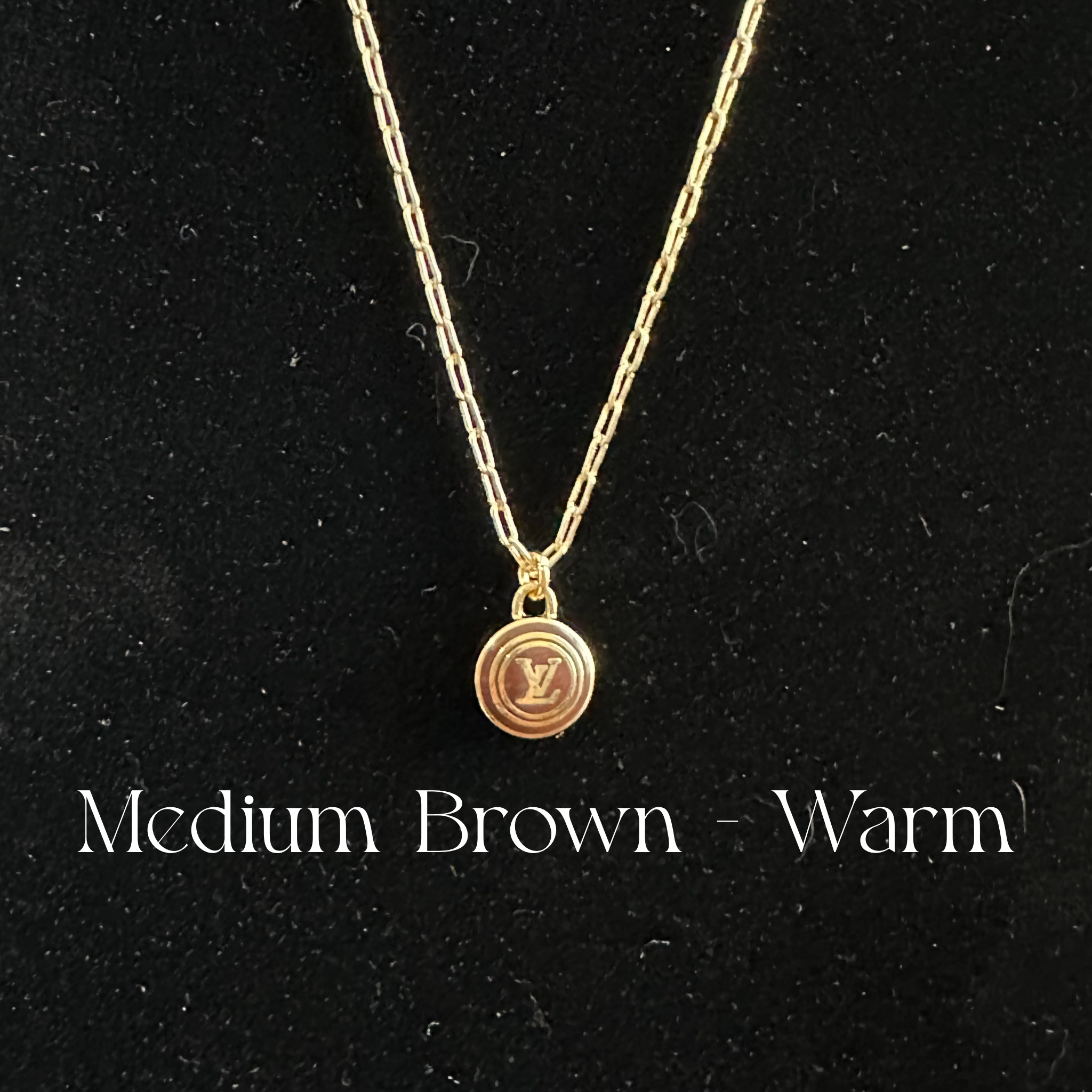 Upcycled LV Pastilles Charm on Tiny Gold-Filled Paperclip Chain