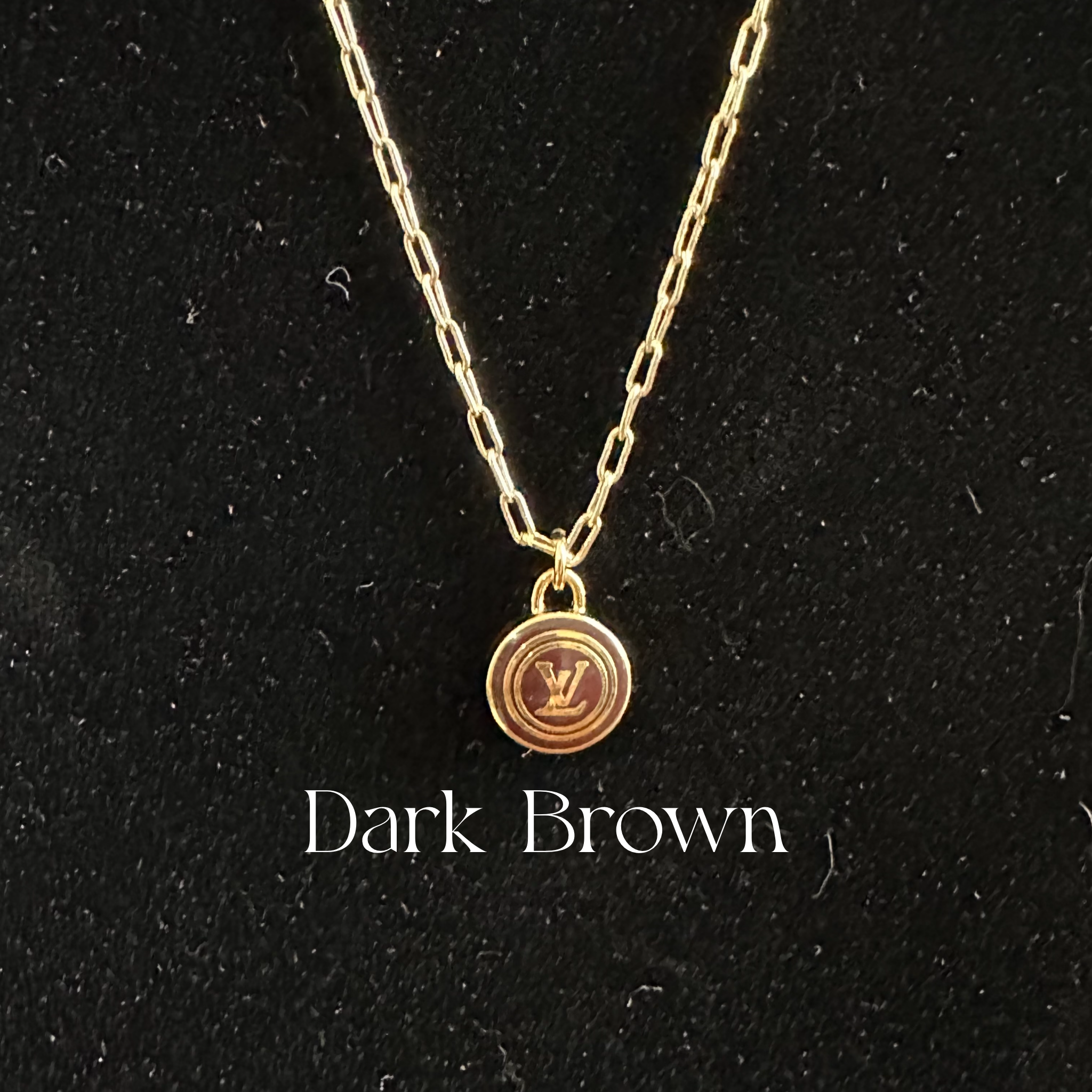 Upcycled LV Pastilles Charm on Tiny Gold-Filled Paperclip Chain