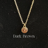 Upcycled LV Pastilles Charm on Tiny Gold-Filled Paperclip Chain