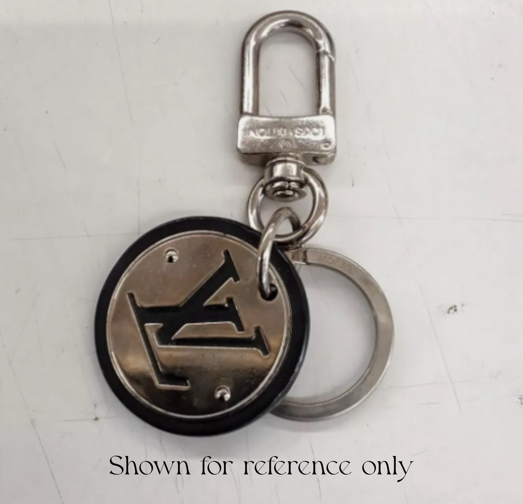 Upcycled LV Key Ring with Silver Lock Charm Necklace