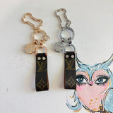 Animal Lover Upcycled Louis Vuitton Key Chain / Bag Charm