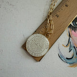 Large White LV Trunks & Bags Pendant on GF Paperclip Chain Necklace