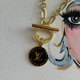 Upcycled Small Black LV Trunks & Bags Necklace