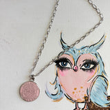 Upcycled Pink LV Trunks & Bags Charm on White Gold-Filled Paperclip Chain Necklace (SILVER!)