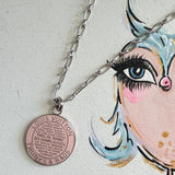 Upcycled Pink LV Trunks & Bags Charm on White Gold-Filled Paperclip Chain Necklace (SILVER!)